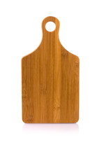 wooden cutting board on white