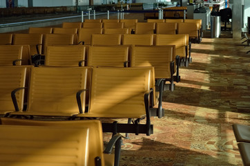 Empty seats in airport lounge