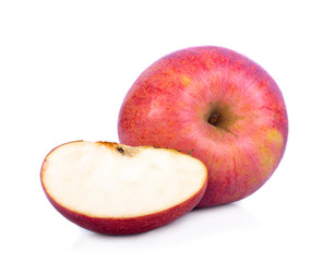 Red apple and half with isolated on white background