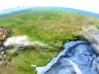 West of South America on Earth - visible ocean floor