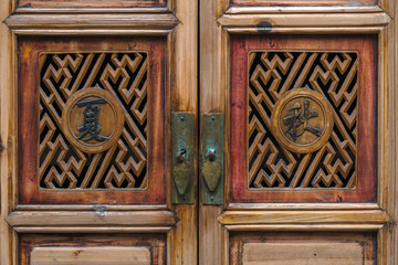 Closeup image of vintage doors