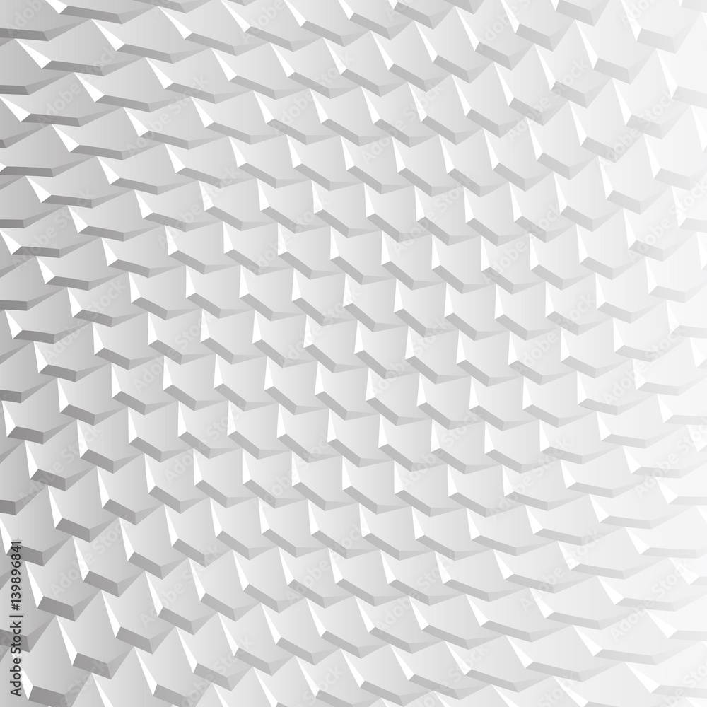 Poster White background with pattern of hexagonal tiles overlayed as fish scales