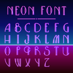 Neon linear font with 80s New Retro Wave trendy hipster style