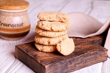 Fototapeta na wymiar Freshly baked homemade peanut butter cookies