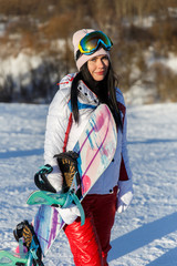 Sport brunette in ski suit