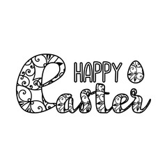 Inscription - Happy Easter. Lettering design. Handwritten typography. Vector