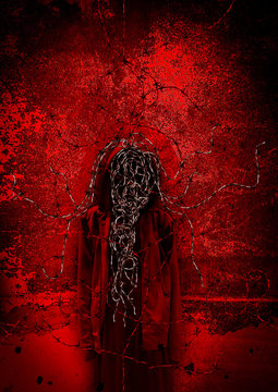 Ghost woman with barbed wire,Scary background for book cover 