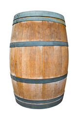 Oak wine barrel isolate on white wit clipping path