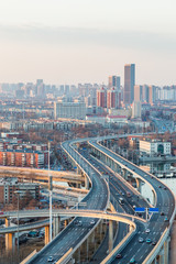 Fototapeta na wymiar panoramic view of cityscape in city of China.