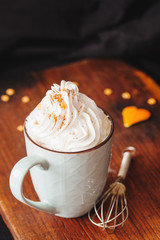 Morning coffee with cream and cinnamon