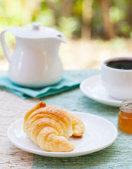 Croissant and coffee Summer background