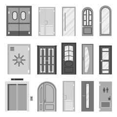 Doors isolated vector illustration entrance doorway home house interior exit design architecture entry set enter object front wooden handle close
