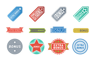 Super extra bonus banners text in color drawn labels, business shopping concept vector internet promotion shopping vector