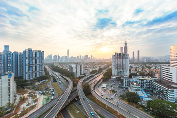 Naklejka na ściany i meble urban traffic with cityscape in modern city of China.