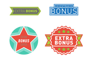 Super extra bonus banners text in color drawn labels, business shopping concept vector internet promotion shopping vector