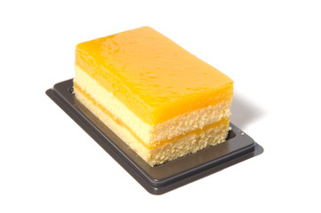 orange cake isolated on white background