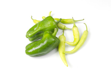 Green pepper on white background