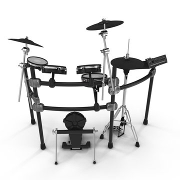Electronic Drum Kit on white. 3D illustration