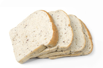 The cut loaf of bread with reflection isolated on white