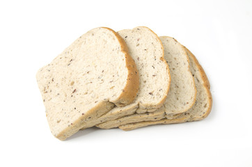 The cut loaf of bread with reflection isolated on white