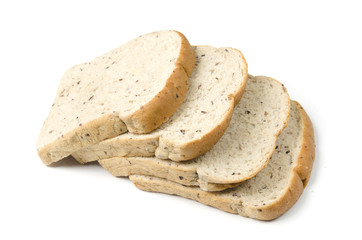 The cut loaf of bread with reflection isolated on white