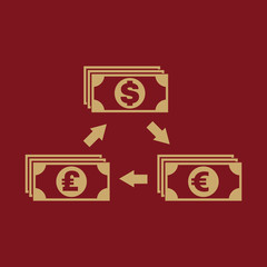 Currency exchange dollar and pound sterling, euro icon. Bank and finance, pay symbol. Flat design. Stock - Vector illustration