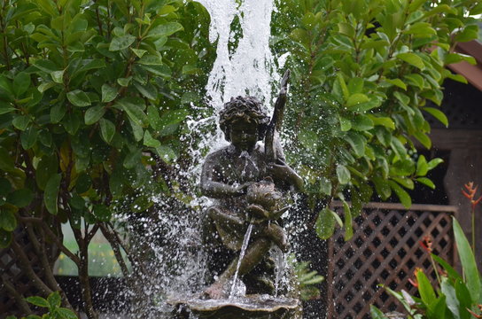 cupid fountain on park outdoor