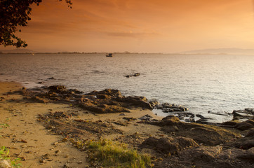 landscape of the beach on beautiful lagoon