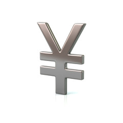 Silver yen currency sign