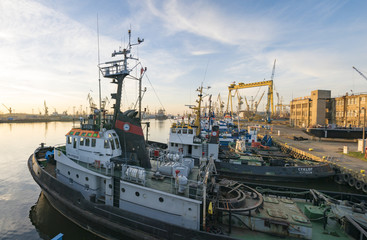 Szczecin ,Poland-January 2017:industrial areas of the former shipyard in Szczecin in Poland, currently being revitalized