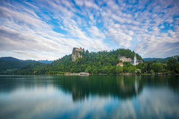 Fototapeta na wymiar castle on the rock above Lake Bled