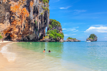Obraz premium The famous Phra Nang Beach in Thailand