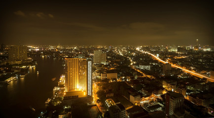 Obraz premium Bangkok city night view, Thailand