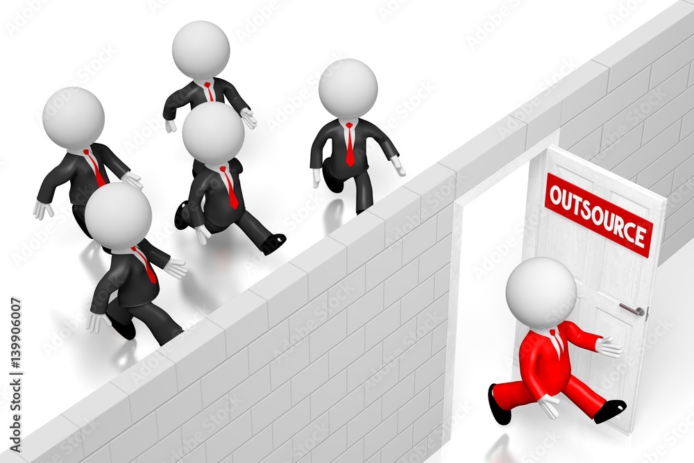 Wall mural 3D outsource concept, businessmen