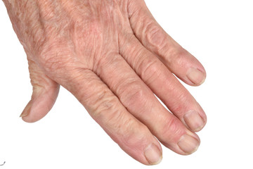 Fototapeta premium Hands of senior woman isolated on white