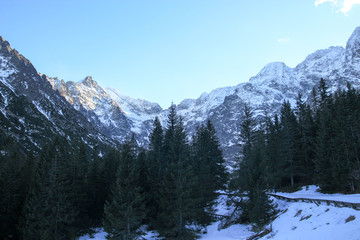 panorama of winter mountains. Tatra Poland