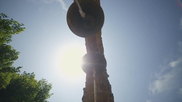 two bells in an old bell tower stedicam shoot