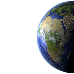 Africa on realistic model of Earth