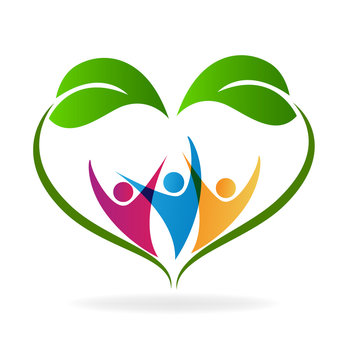 Ecology happy people and healthy life logo