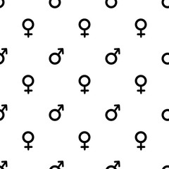 Fototapeta na wymiar Seamless male and female sign pattern on white