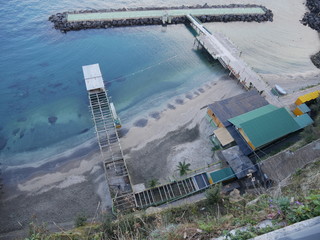 Aerial view of tropical beach and pier