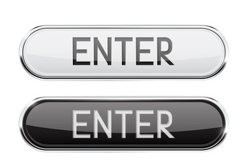 Black and white oval ENTER glass buttons