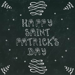 Black Chalkboard Background Happy Saint Patrick's Day Lettering