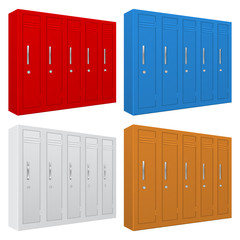 Fototapeta premium School gym lockers. Colored set of personal lockers