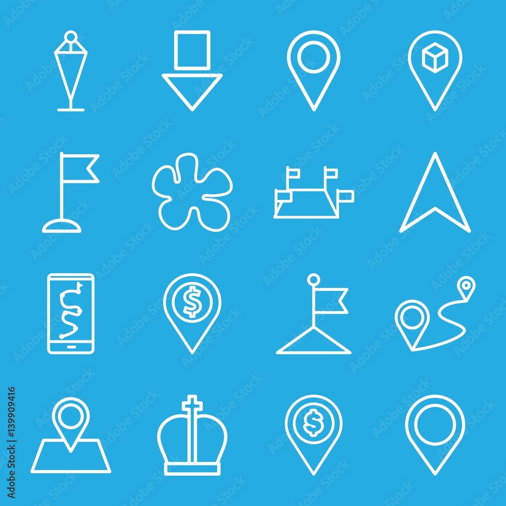 Poster set of 16 marker outline icons