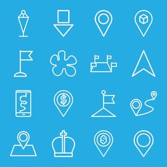 Set of 16 marker outline icons