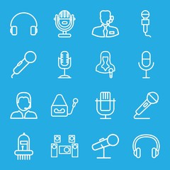 Set of 16 microphone outline icons
