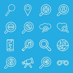 Set of 16 search outline icons