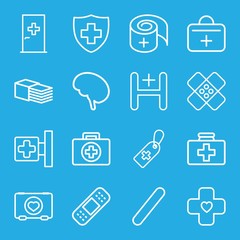 Set of 16 aid outline icons