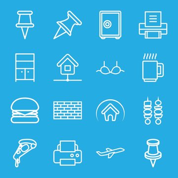 Set of 16 solid outline icons